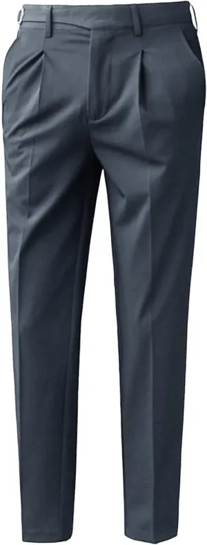 JEShifangjiusu Men's Athletic-Fit Casual Stretch Pant Slim Fit Flat-Front Pants Loose Suit Pants Business Trousers Chino Pant (31,Grey), Grey, 31