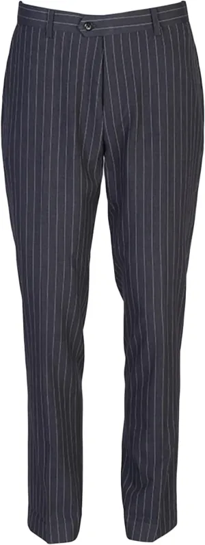 JEShifangjiusu Mens Casual Stripe Cotton Pants Fashion Retro Tapered Stretch Pant Slim Fit Business Dress Chino Pants, Grey, 31