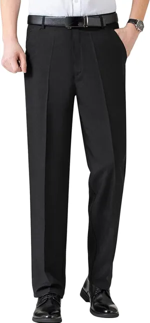 JEShifangjiusu Men's Chino Flat Front Slim Fit Pant Casual Cotton Stretch Suit Pants Lightweight Skinny Fit Dress Pant (32,Black), Black, 32