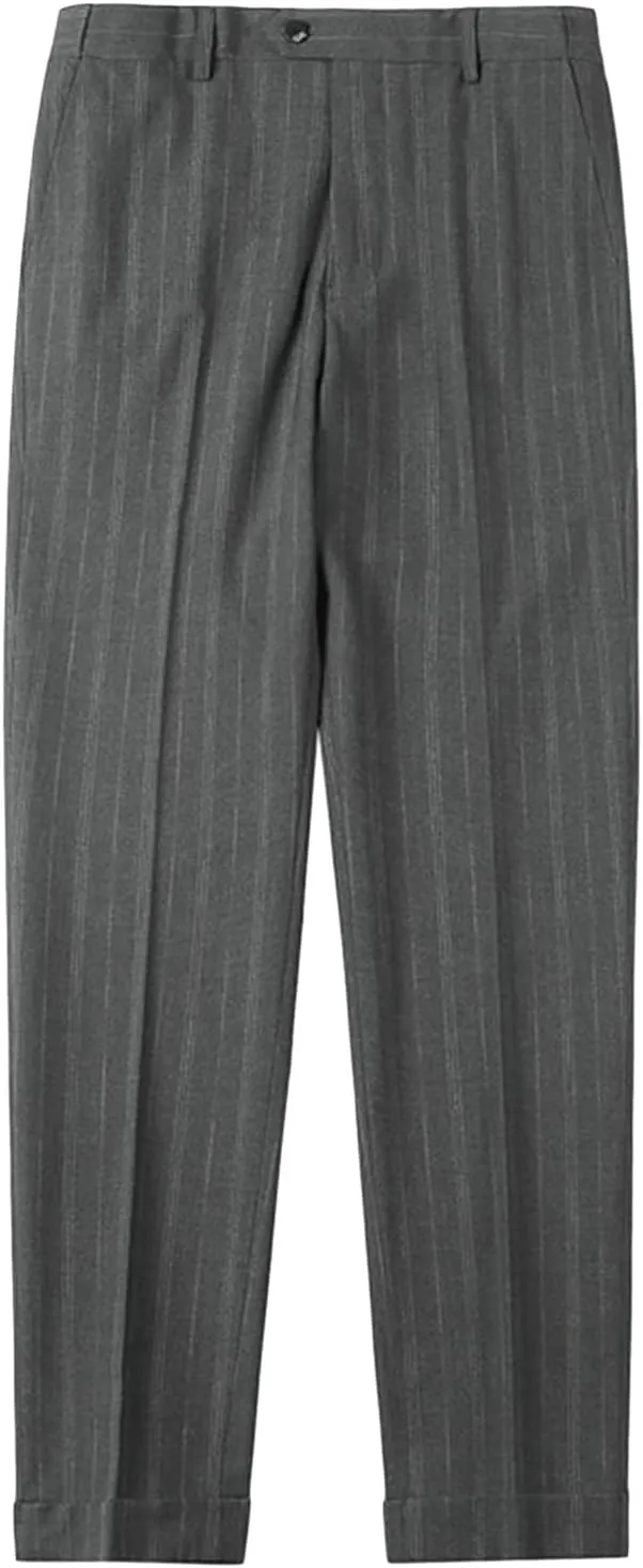 JEShifangjiusu Men's Classic Athletic Pants Slim Fit Business Dress Pants Chino Pant Flat Front Straight Fit Suit Pant (30,Black), Black, 30