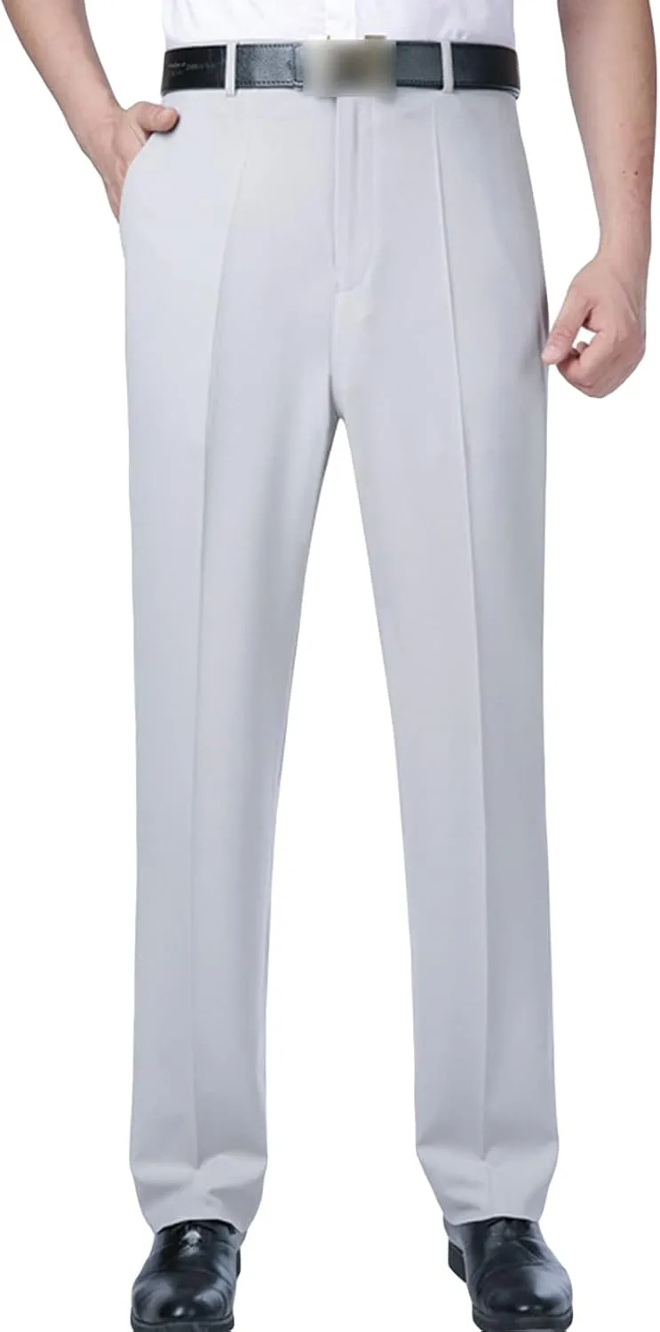 JEShifangjiusu Men's Classic-Fit Wrinkle-Resistant Chino Pant Flex Flat Front Straight Fit Pant Double Pleated Dress Pants