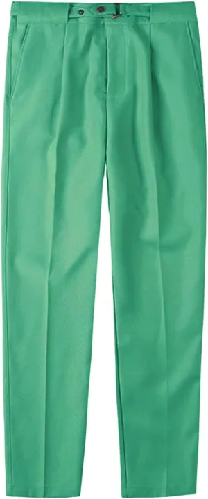 JEShifangjiusu Men's Dress Trousers Solid Color Flat Front Skinny Business Pants Slim Fit Chino Pencil Formal Pants (34,Green), Green, 34