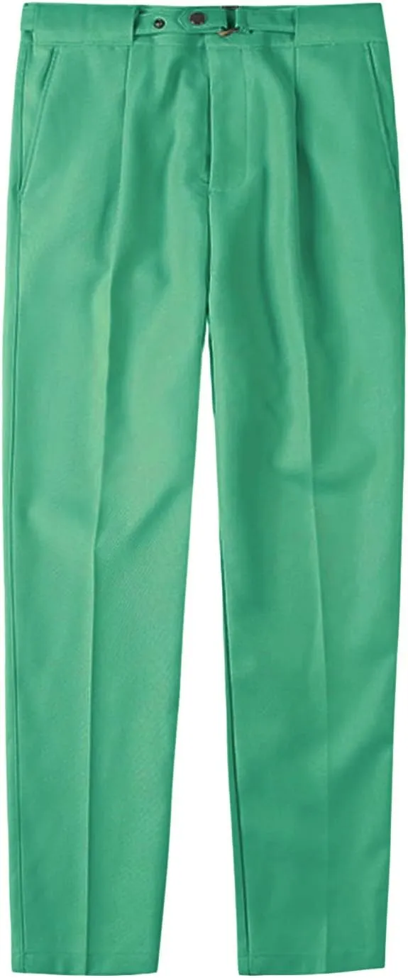 JEShifangjiusu Men's Dress Trousers Solid Color Flat Front Skinny Business Pants Slim Fit Chino Pencil Formal Pants (34,Green), Green, 34