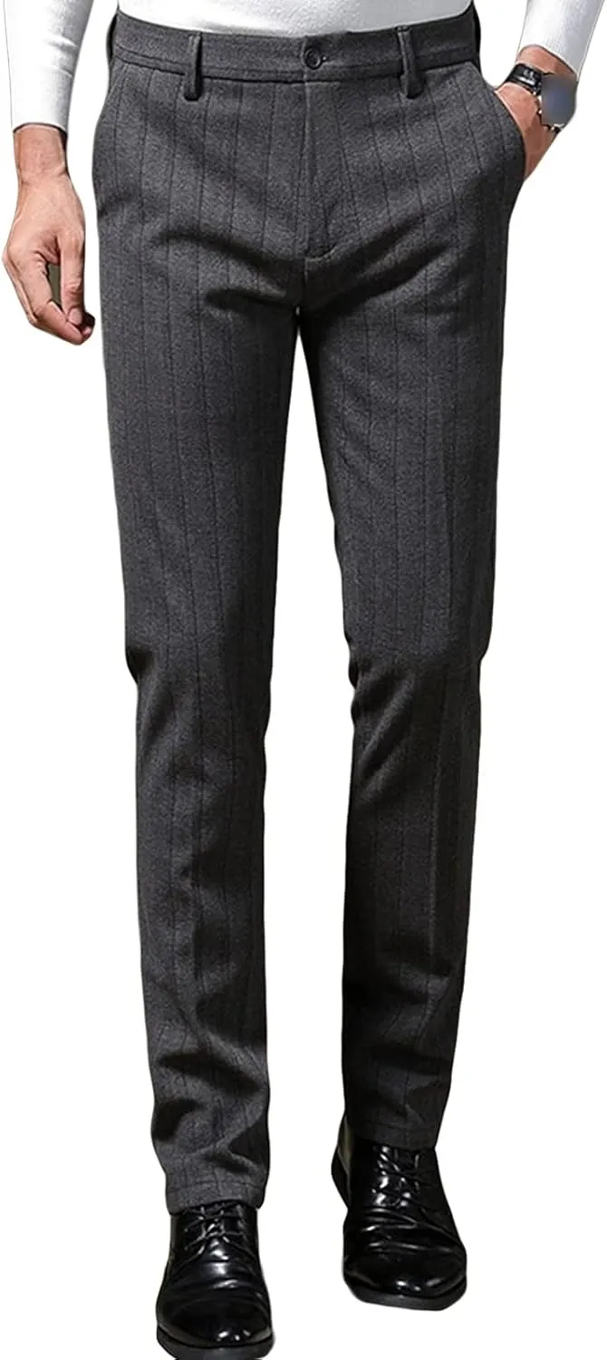 JEShifangjiusu Men's Regular Fit Linen Suit Pant Slim Fit Stretch Dress Pant Loose Flat Front Dress Pant Chino Pant (30,Dark Grey), Dark Grey, 30