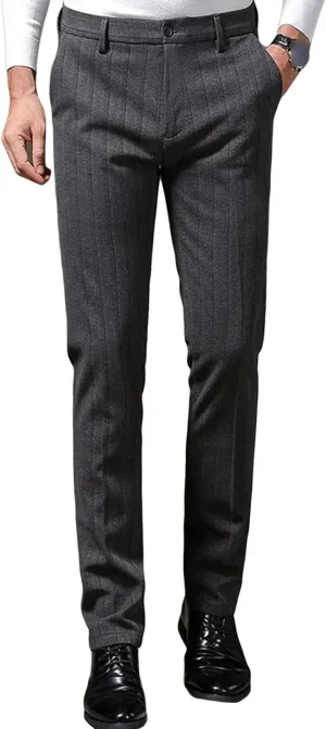 JEShifangjiusu Men's Regular Fit Linen Suit Pant Slim Fit Stretch Dress Pant Loose Flat Front Dress Pant Chino Pant (30,Dark Grey), Dark Grey, 30