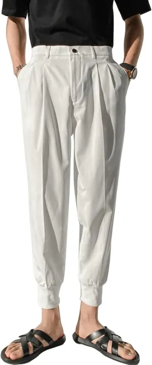 JEShifangjiusu Men's Slim Fit Dress Pant Lightweight Chino Flat Front Straight Fit Pant Pants Winter Trousers Outdoor Pants (34,White), White, 34
