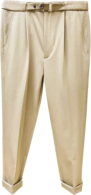 JEShifangjiusu Men's Slim Fit Dress Pant Stretch Flat Front Traveler Long Pant Fashion Casual Business Chino Pants (33,Khaki), Khaki, 33