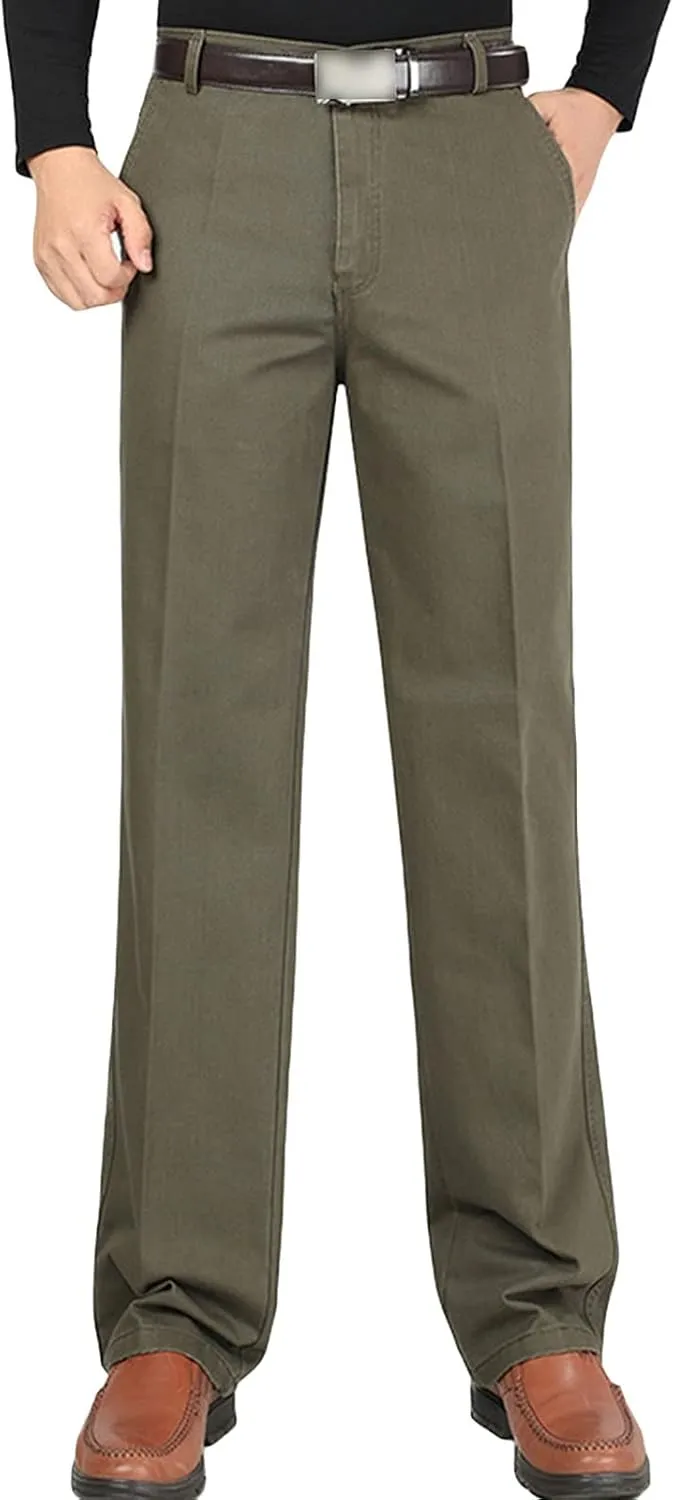 JEShifangjiusu Men's Stretch Dress Pants Casual Slim Fit Skinny Suit Pants Chino Pant Business Fit Flex Flat Front Pant (28,Army Green), Army Green, 28