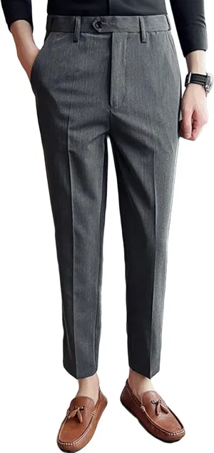 JEShifangjiusu Men's Stretch Dress Pants Casual Slim Fit Skinny Suit Pants Solid Color Business Chino Trousers Chino Pants (32,Dark Grey), Dark Grey, 32