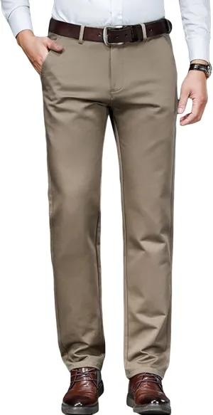 JEShifangjiusu Men's Stretch Dress Pants Slim Fit Skinny Suit Pant Business Flex Flat Front Pant Wrinkle-Resistant Chino Pant (32,Khaki), Khaki, 32