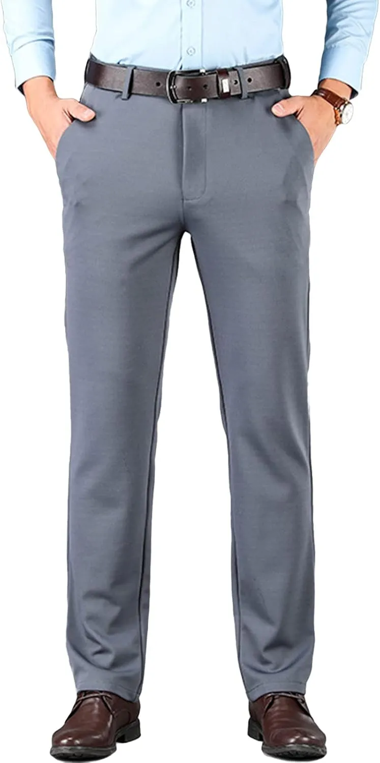 JEShifangjiusu Men's Stretch Dress Pants Summer Slim Fit Skinny Casual Trousers Flat Front Chino Business Wedding Suit Pants