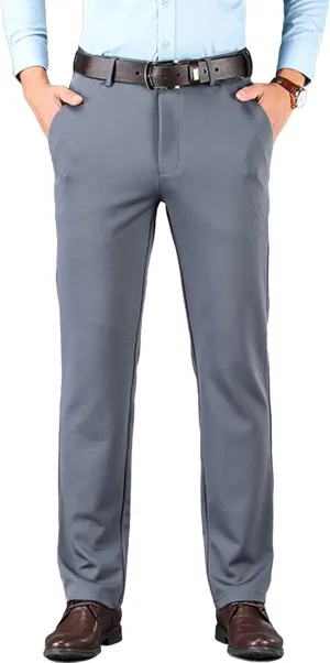 JEShifangjiusu Men's Stretch Dress Pants Summer Slim Fit Skinny Casual Trousers Flat Front Chino Business Wedding Suit Pants