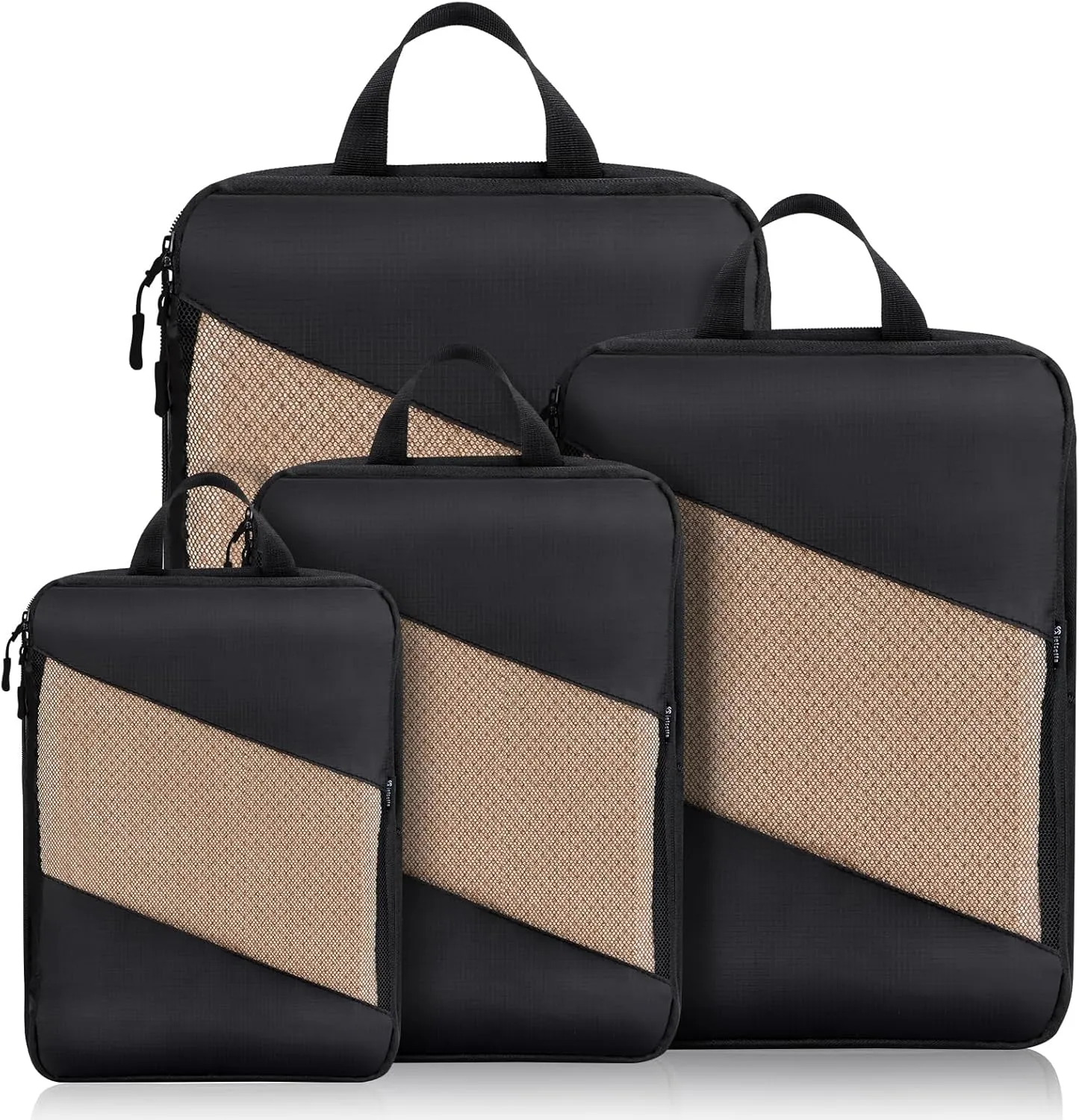 Jetsetta Extra Large Compression Packing Cubes with Mesh, Expandable Suitcase and Luggage travel packing cubes set for Travel AccessoriesBlack 4 Set)