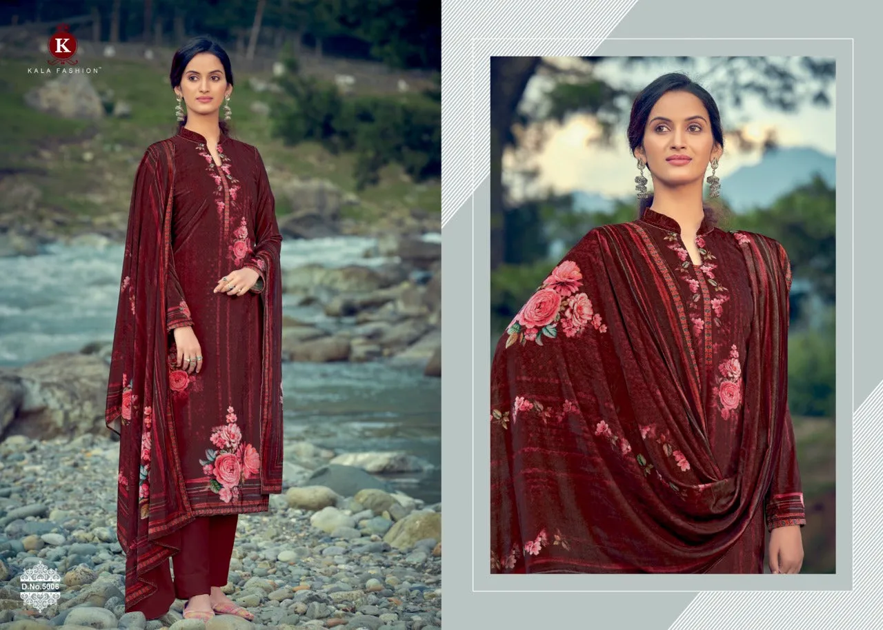 Kala Fashion Presents Muskan Velvet Printed Fancy Designer Salwar Suits