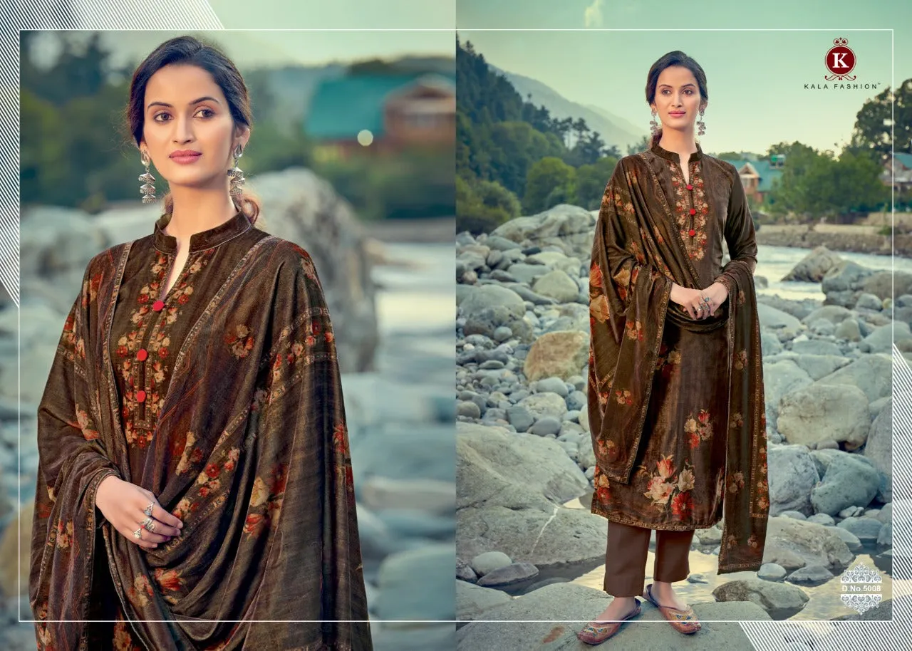 Kala Fashion Presents Muskan Velvet Printed Fancy Designer Salwar Suits