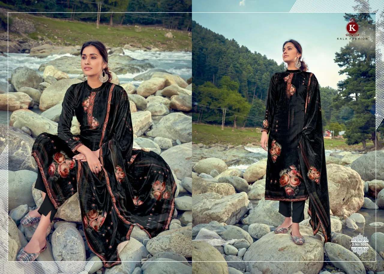Kala Fashion Presents Muskan Velvet Printed Fancy Designer Salwar Suits