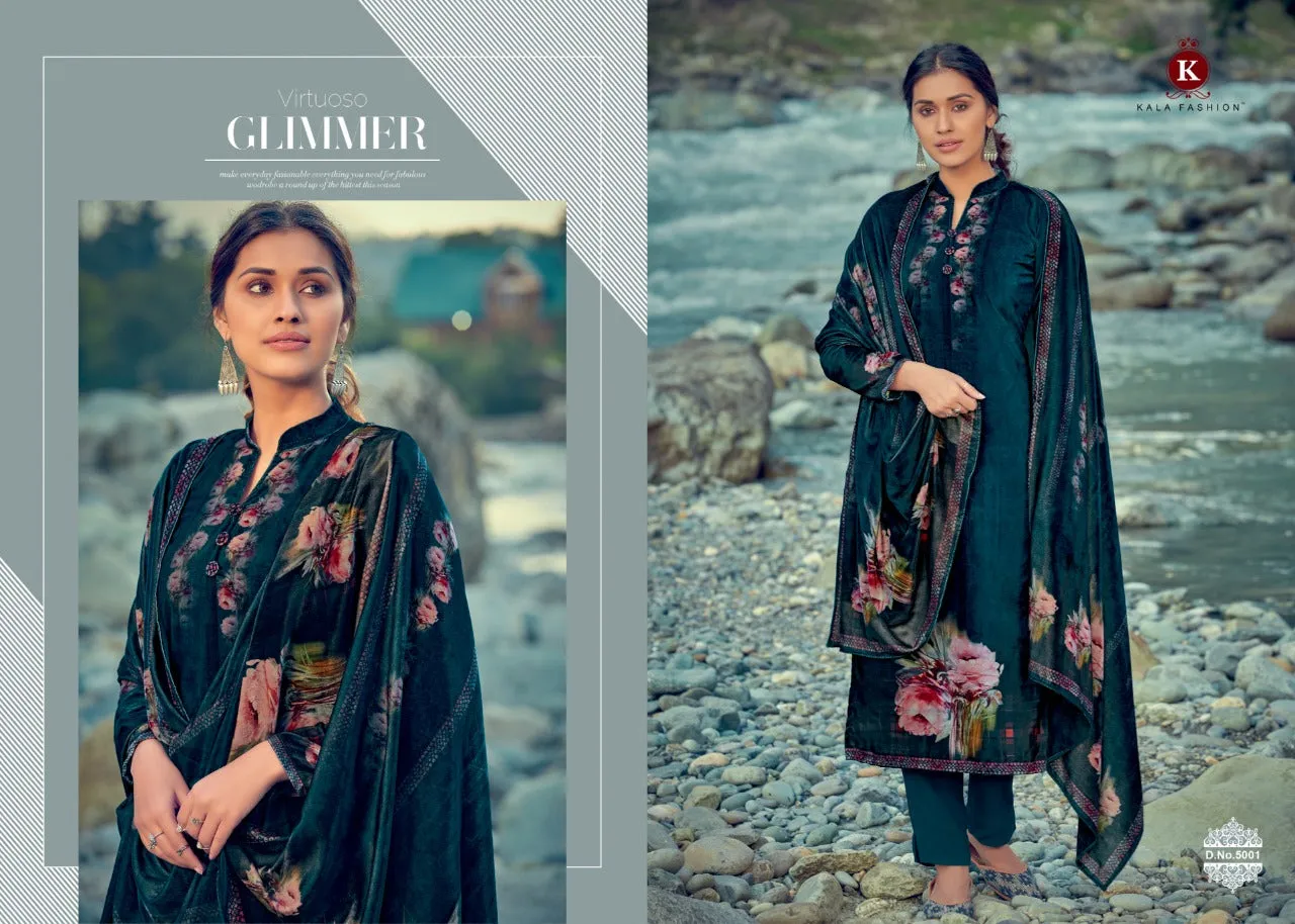 Kala Fashion Presents Muskan Velvet Printed Fancy Designer Salwar Suits