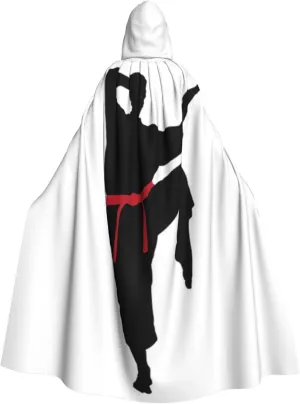 Karate Men Print Hooded Cloak Wizard Cape Halloween Witch Costume For Men Women Cosplay Party Capes