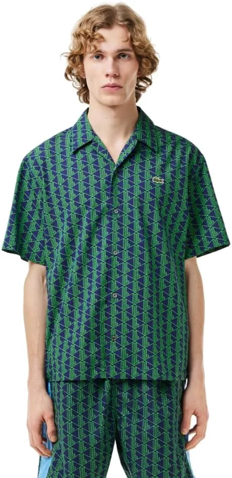 Lacoste Men's Short Sleeve Relaxed Fit Monogram Woven Shirt