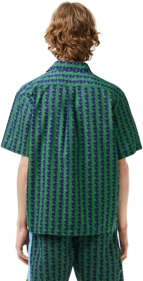 Lacoste Men's Short Sleeve Relaxed Fit Monogram Woven Shirt