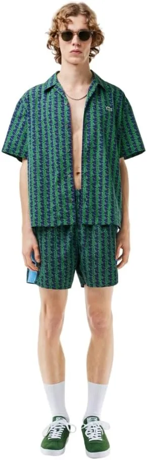 Lacoste Men's Short Sleeve Relaxed Fit Monogram Woven Shirt