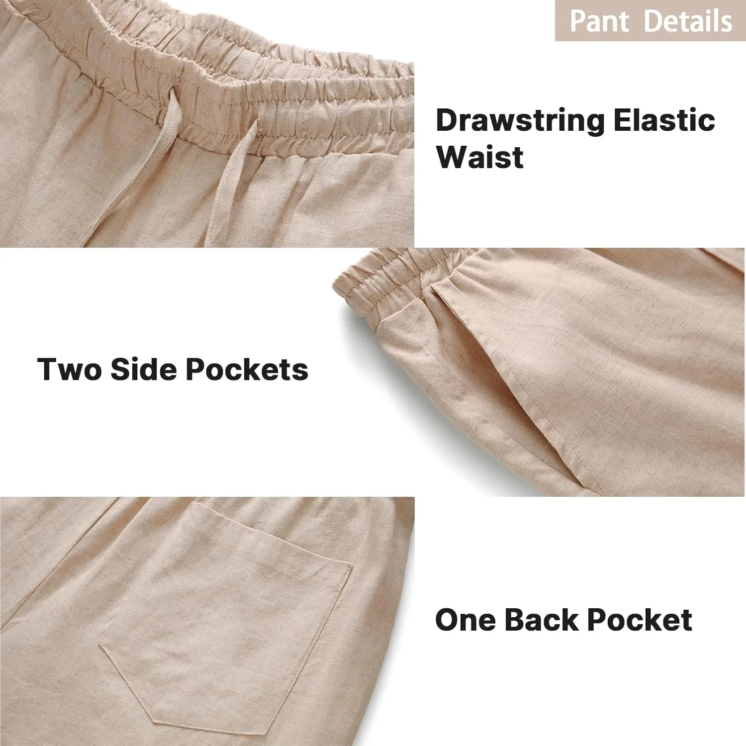 Lamgool Mens 2 Pieces Cotton Linen Set Long Sleeve Shirts Casual Drawstring Yoga Pants Summer Beach Wedding Outfits