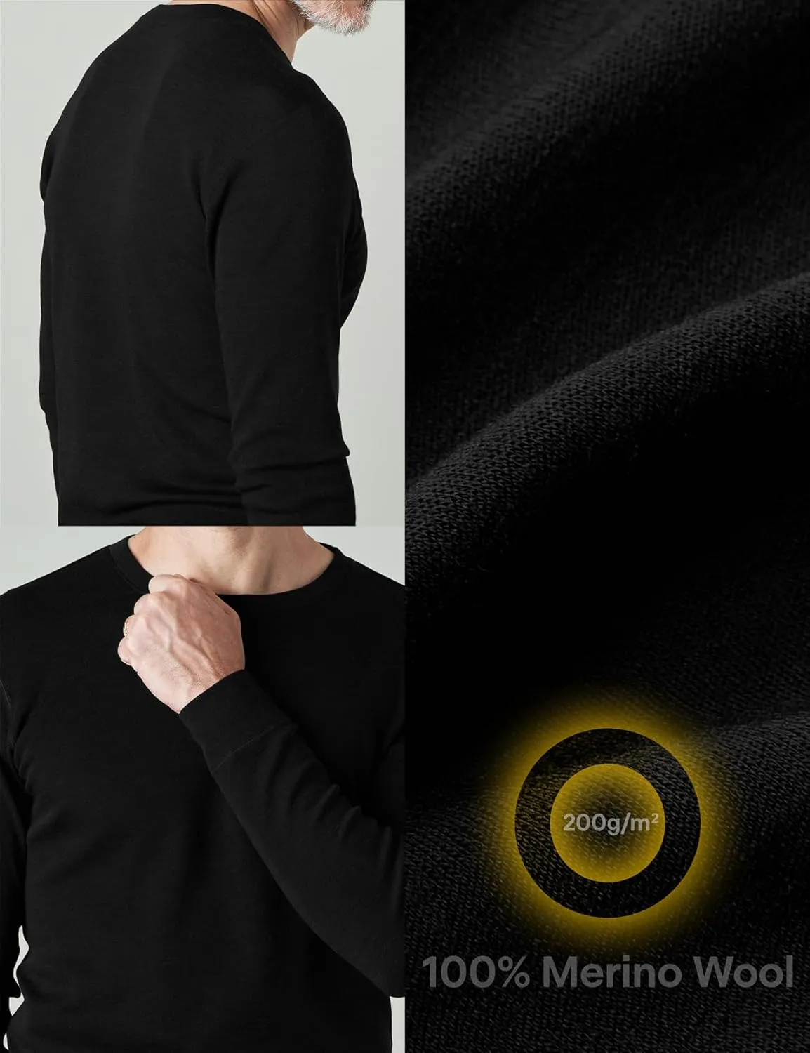 LAPASA Men 100% Merino Wool Shirt Base Layer Lightweight Midweight Thermal Top Long Sleeve Hunting Undershirt Warm Long John
