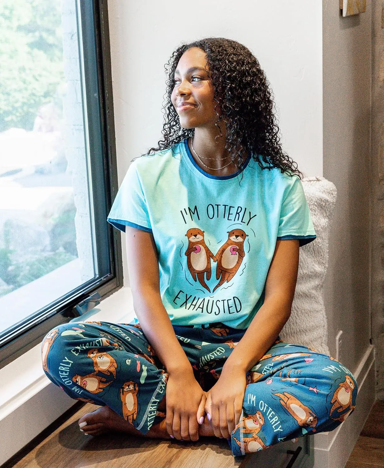 Lazy One Women's Pajama Set, Short Sleeves with Cute Prints, Relaxed Fit