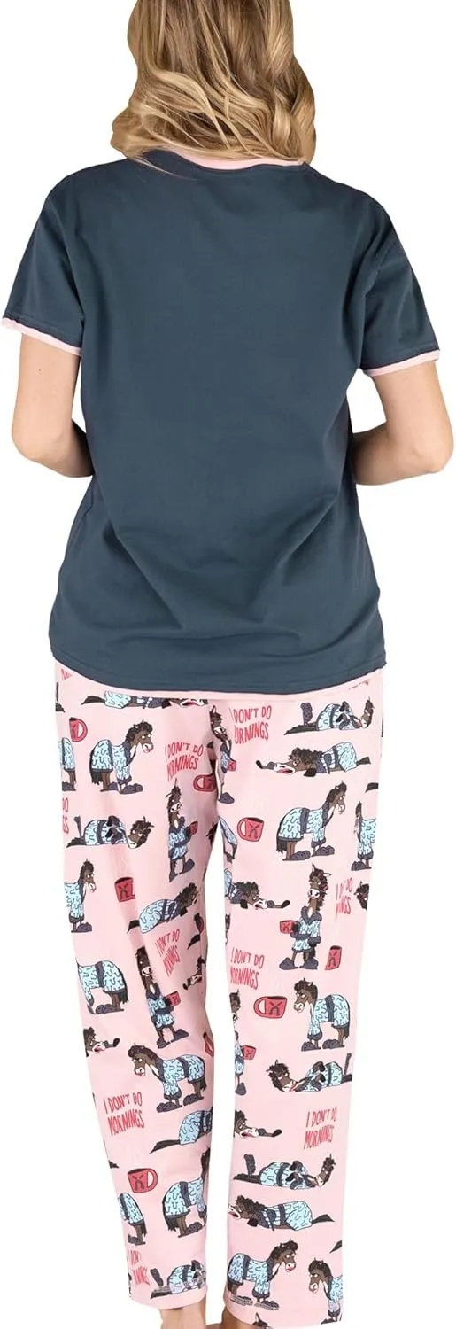 Lazy One Women's Pajama Set, Short Sleeves with Cute Prints, Relaxed Fit