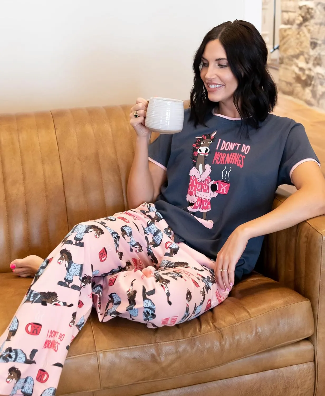 Lazy One Women's Pajama Set, Short Sleeves with Cute Prints, Relaxed Fit