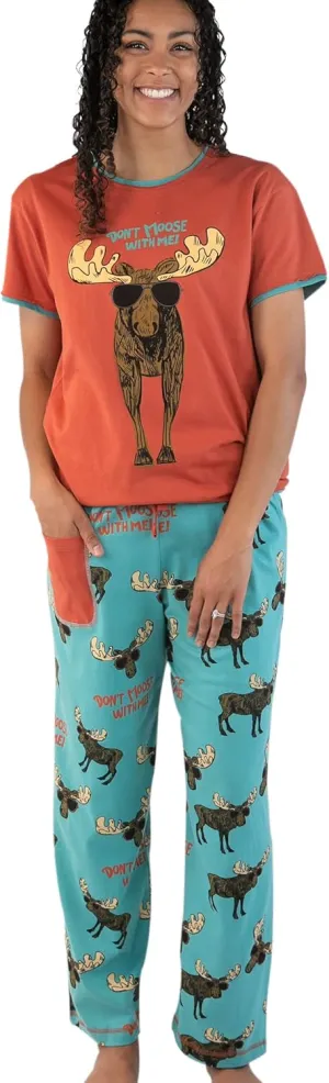 Lazy One Women's Pajama Set, Short Sleeves with Cute Prints, Relaxed Fit