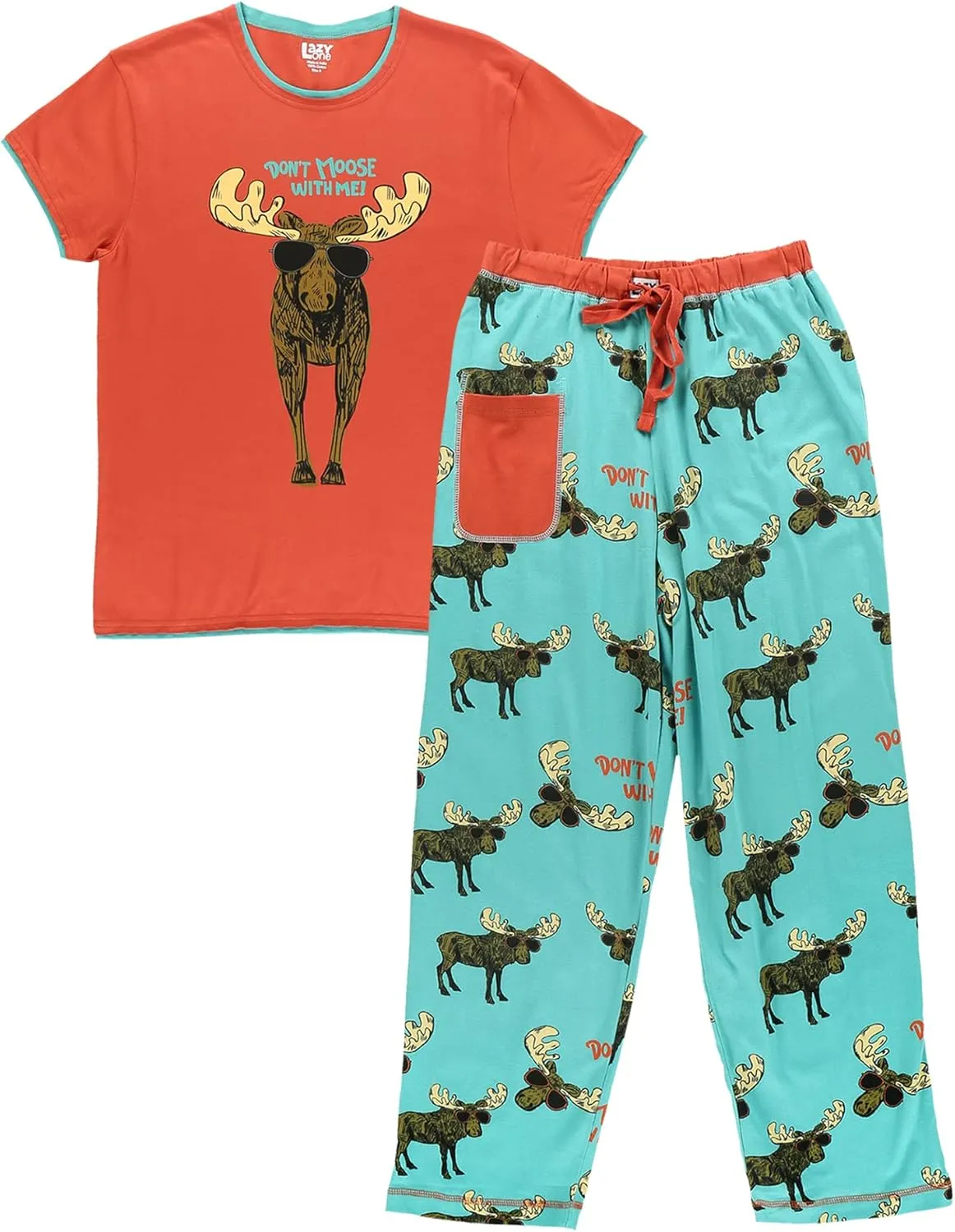 Lazy One Women's Pajama Set, Short Sleeves with Cute Prints, Relaxed Fit