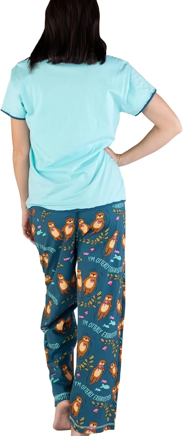 Lazy One Women's Pajama Set, Short Sleeves with Cute Prints, Relaxed Fit