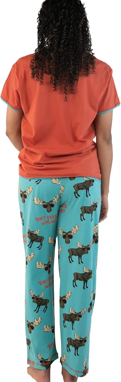 Lazy One Women's Pajama Set, Short Sleeves with Cute Prints, Relaxed Fit