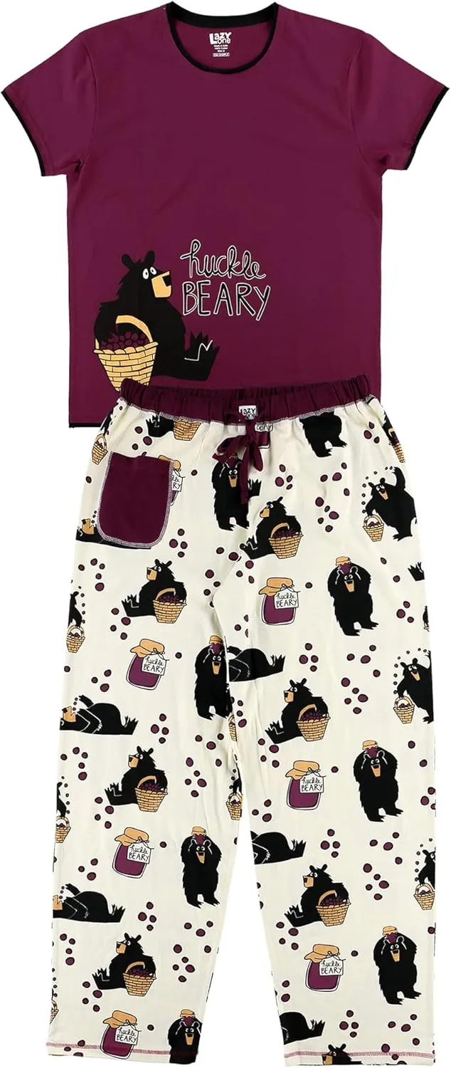 Lazy One Women's Pajama Set, Short Sleeves with Cute Prints, Relaxed Fit