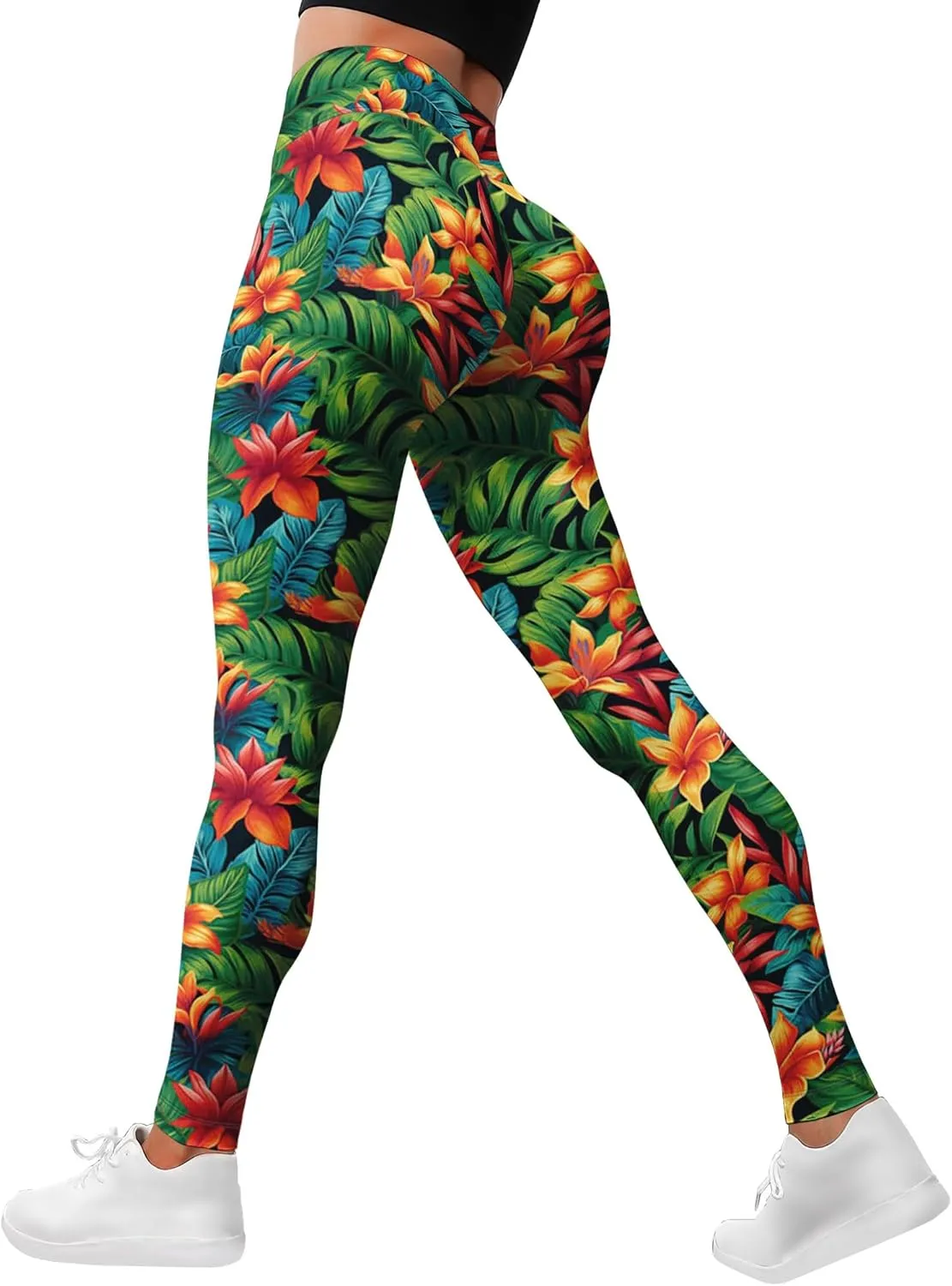 Leggings for Women Funny Printed Gym Womens Yoga Pants Floral Legging Tropical Athletic Pant