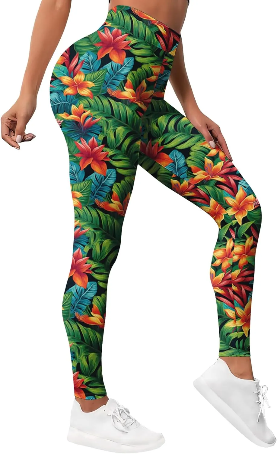 Leggings for Women Funny Printed Gym Womens Yoga Pants Floral Legging Tropical Athletic Pant