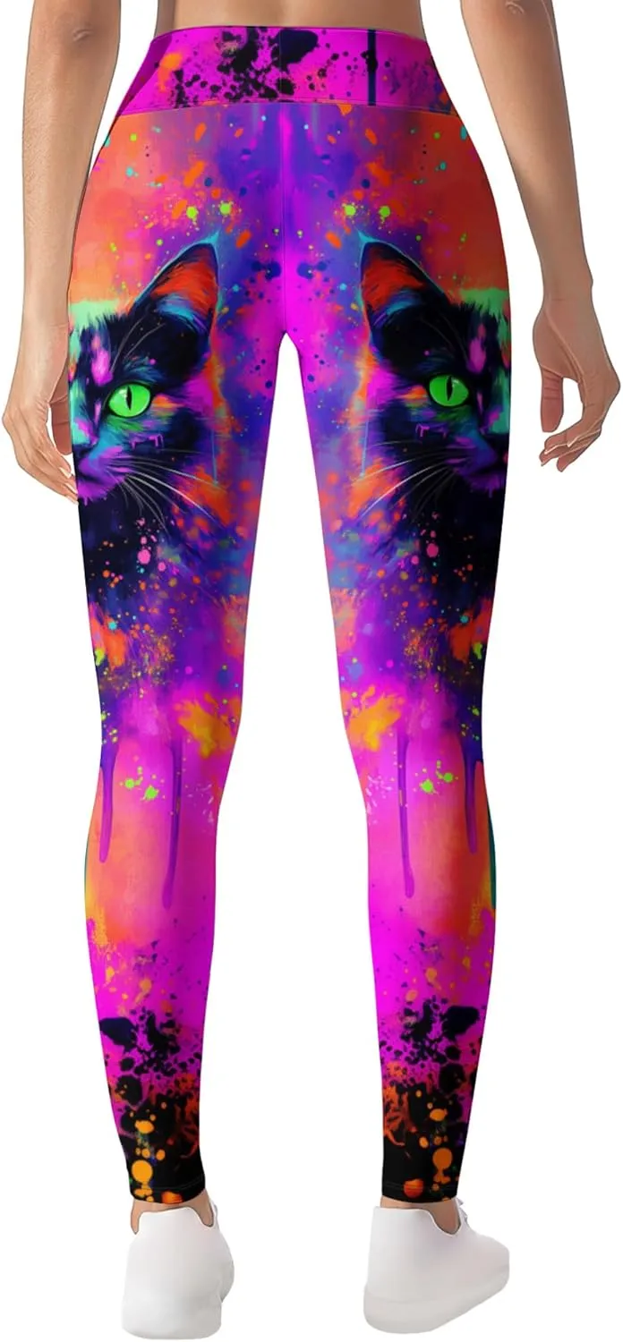 Leggings for Women Printed Funny Gym Womens Yoga Pants Cat Tights Cat Legging Athletic Pant