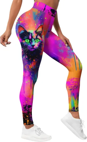 Leggings for Women Printed Funny Gym Womens Yoga Pants Cat Tights Cat Legging Athletic Pant