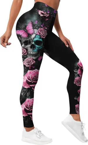 Leggings for Women Printed Funny Gym Womens Yoga Pants Floral Legging Flower Running Pant Athletic Legging