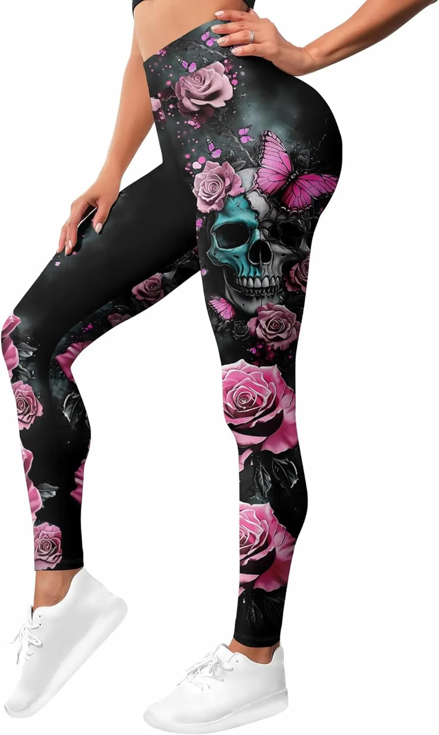 Leggings for Women Printed Funny Gym Womens Yoga Pants Floral Legging Flower Running Pant Athletic Legging