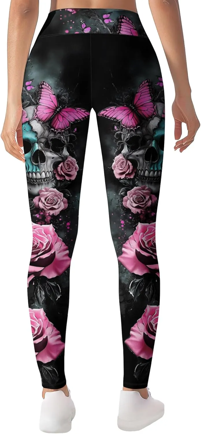 Leggings for Women Printed Funny Gym Womens Yoga Pants Floral Legging Flower Running Pant Athletic Legging