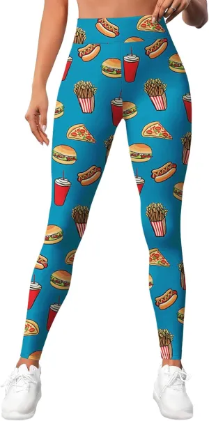 Leggings for Women Printed Funny Gym Womens Yoga Pants Hot Dog Legging Athletic Pant