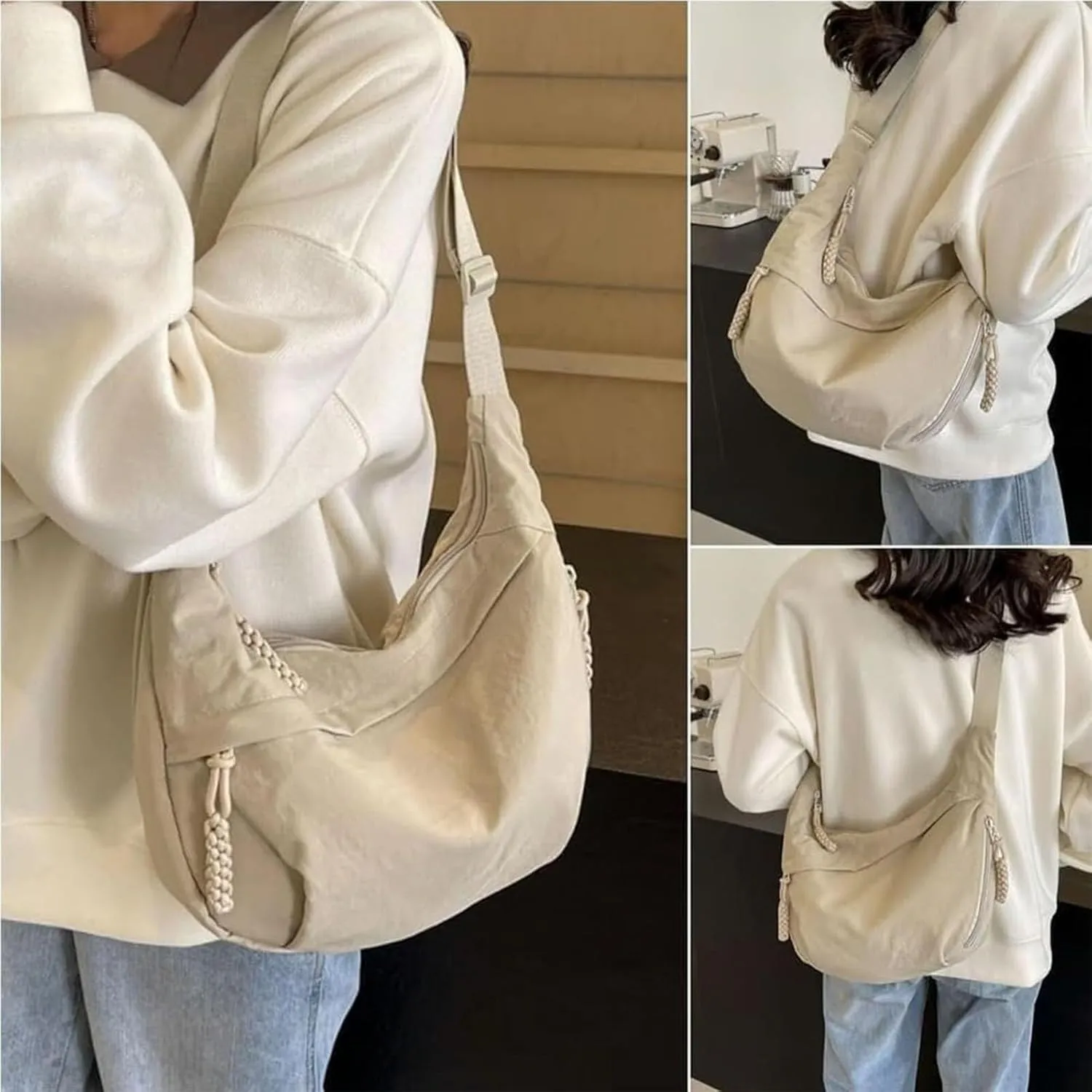 Limorence Crossbody Bag, Limorence Women's Fashion Plain Color Nylon Crossbody Hobo Bag