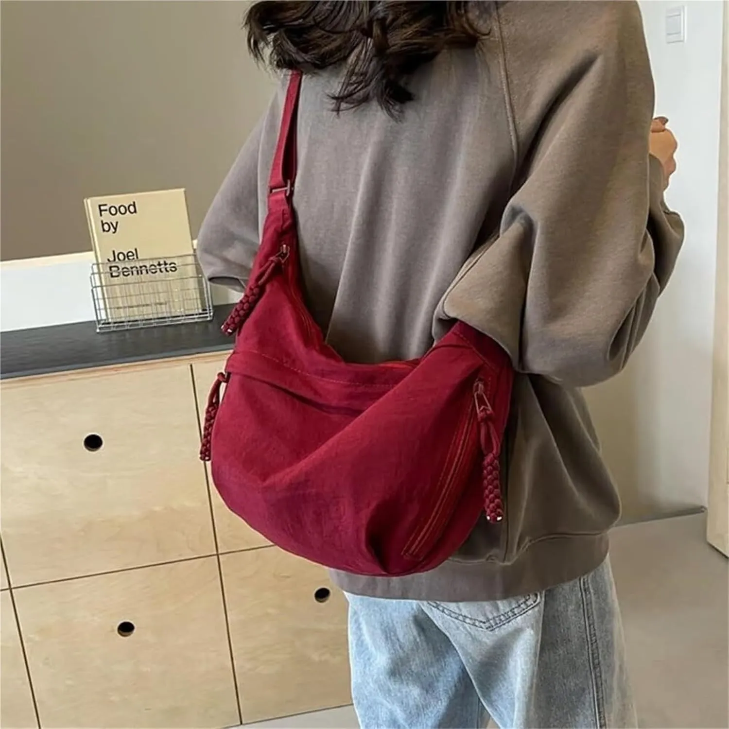Limorence Crossbody Bag, Limorence Women's Fashion Plain Color Nylon Crossbody Hobo Bag