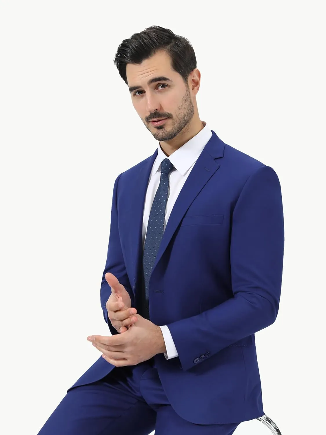 LUPURTY Men's Suits Slim Fit, 3 Piece Suits for Men, 2 Buttons Solid Jacket Vest Pants, Tuxedo Set for Business, Wedding
