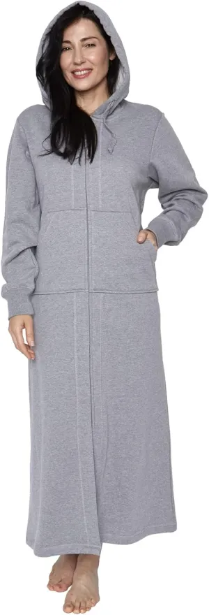 Mansfield, KayAnna Full-Length Zip-Up Hooded Loungewear Sweatshirt, Relaxed Fit Wearable Blanket, Grey