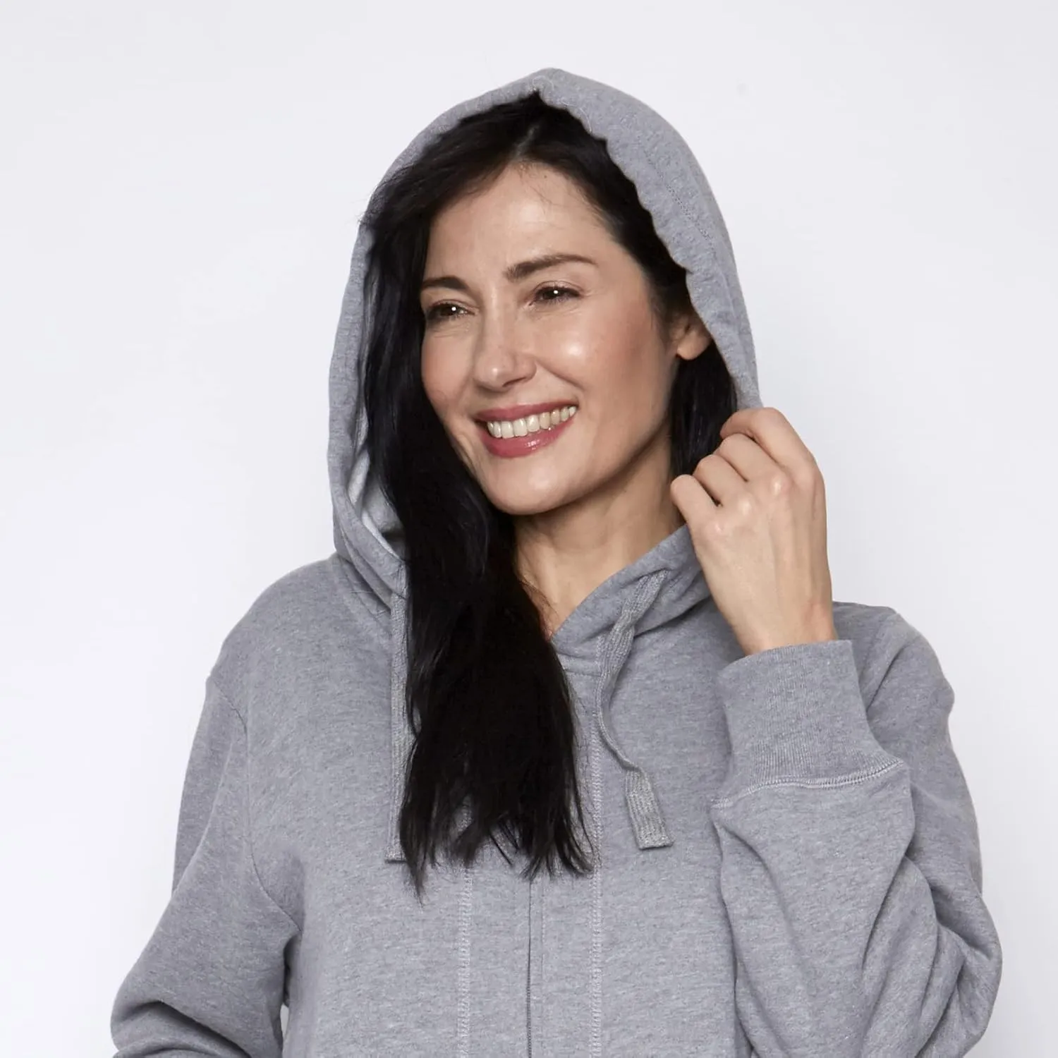 Mansfield, KayAnna Full-Length Zip-Up Hooded Loungewear Sweatshirt, Relaxed Fit Wearable Blanket, Grey