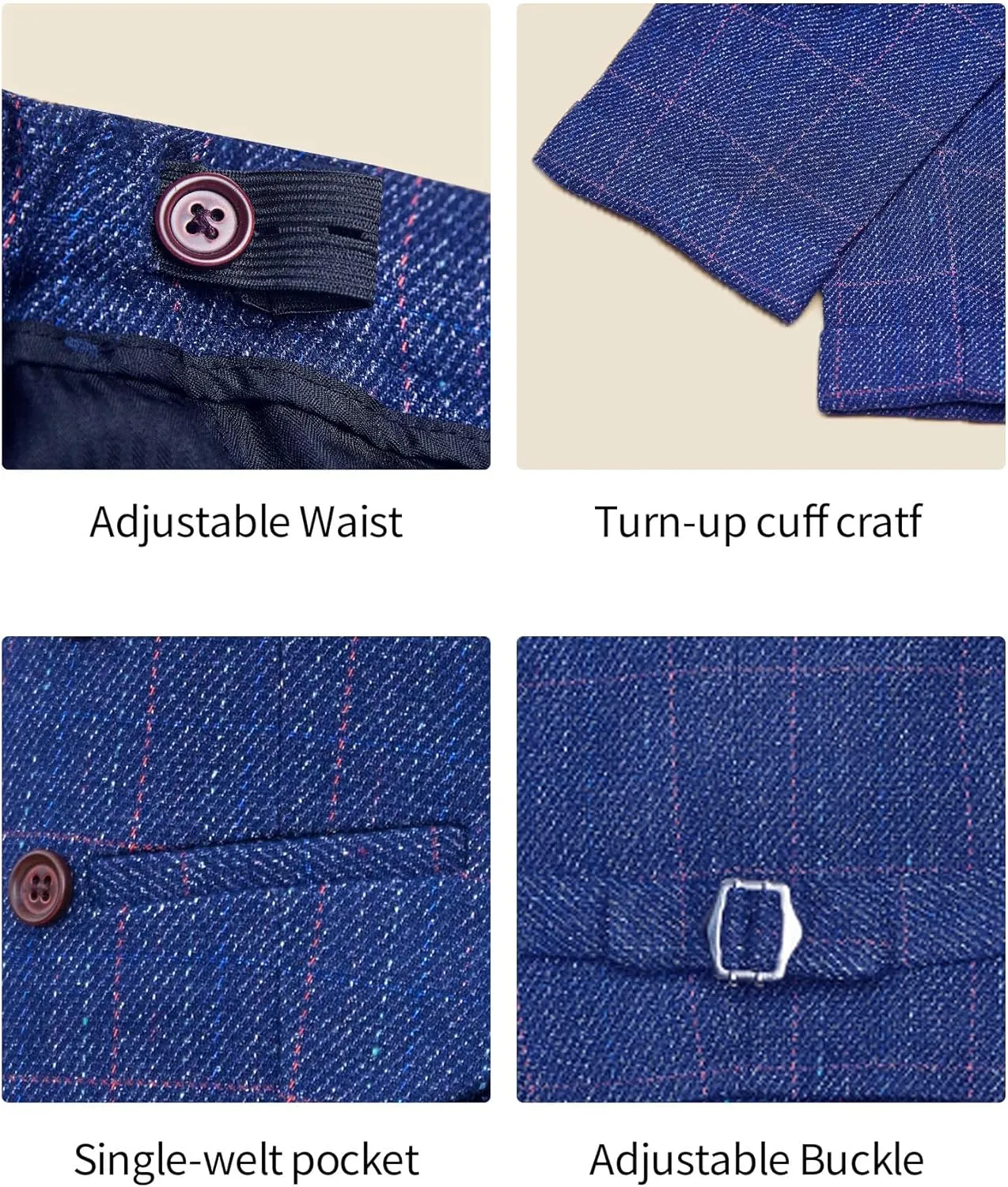 Marvelous World Boys' 5-Piece Formal Vest Suit Set, Vest, Pants, Dress Shirt, Tie and Bowtie
