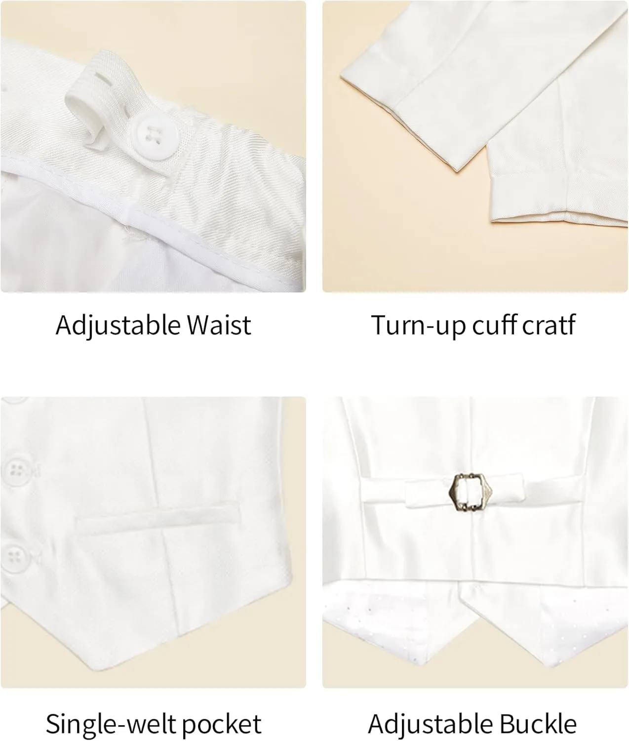 Marvelous World Boys' 5-Piece Formal Vest Suit Set, Vest, Pants, Dress Shirt, Tie and Bowtie